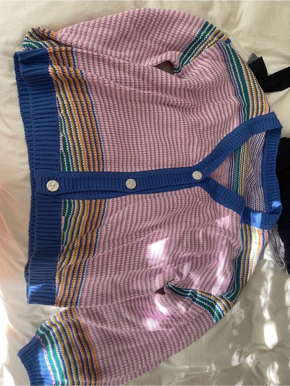 Girls' Pink Multi-Stripe Cardigan - Unbranded